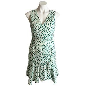 REBECCA TAYLOR Mini Dress Classic Emerald Daisy Floral Print Faux Wrap NEW